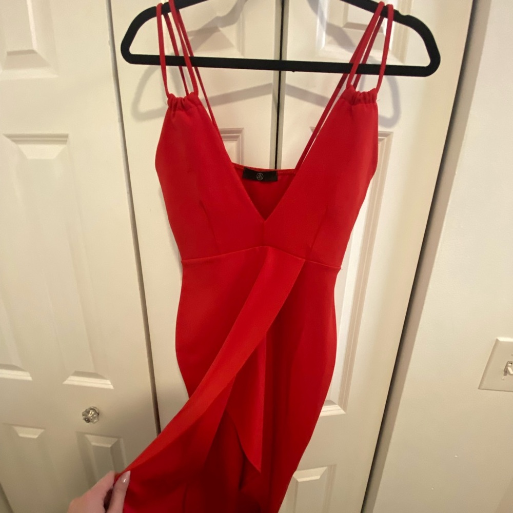 Never worn red v-neck midi dress